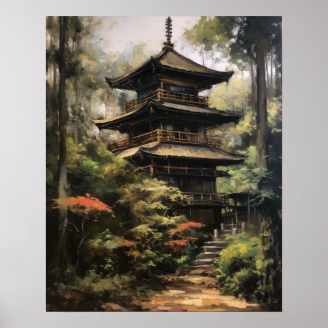 Poster de Arte do Templo Budista Japonês (Frente)