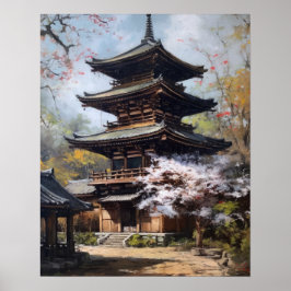 Poster de Arte do Templo Budista Japonês
