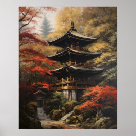 Poster de Arte do Templo Budista Japonês