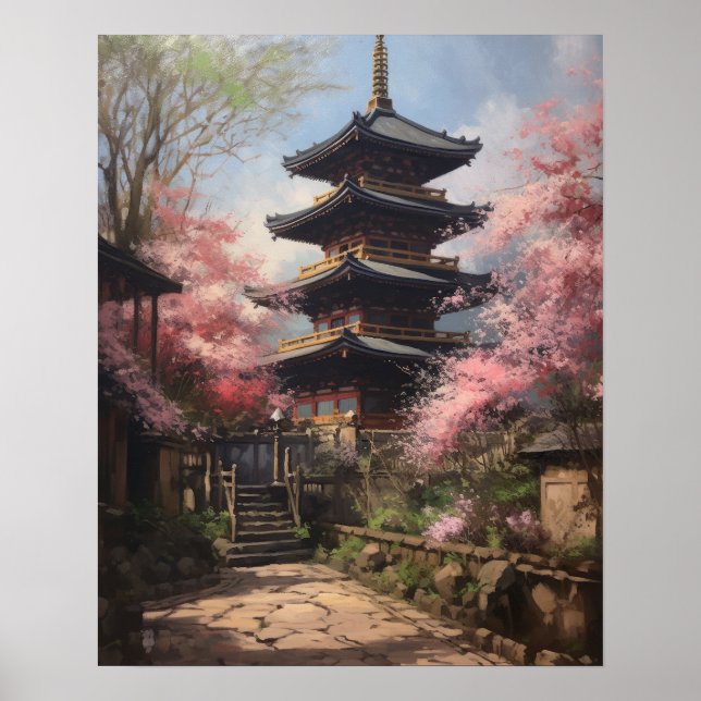 Poster de Arte do Templo Budista Japonês (Frente)