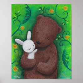 Poster de Arte do Urso e do Coelho Arte de Parede