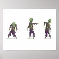 Poster de Arte em Pixel de 8 bits Zombie
