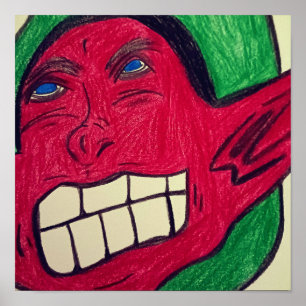 Poster de Arte Emoldurado de Elfo Rockstar Afro-Am