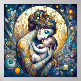 Poster de arte fantasia de mãe e filho