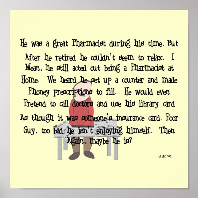 Poster de Arte Farmacêutica Aposentada "Não Posso  (Frente)
