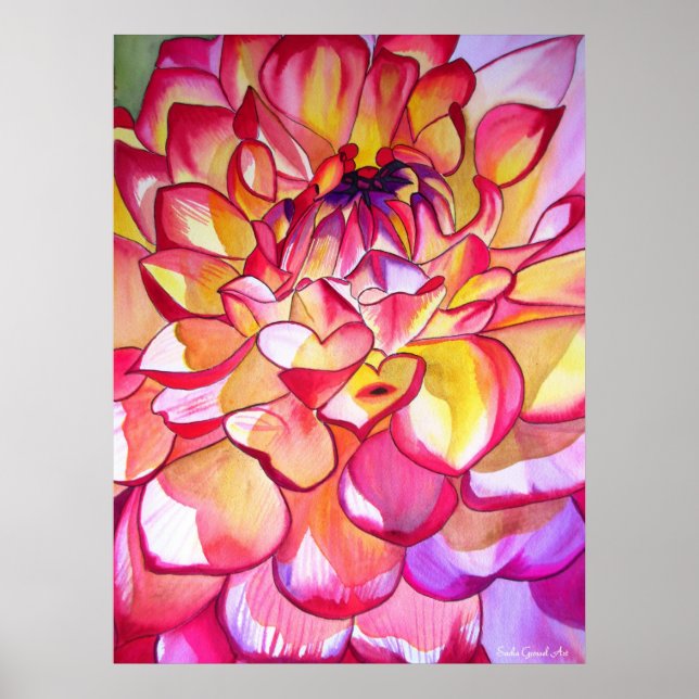 Poster de arte fina de cor branca Dahlia (Frente)