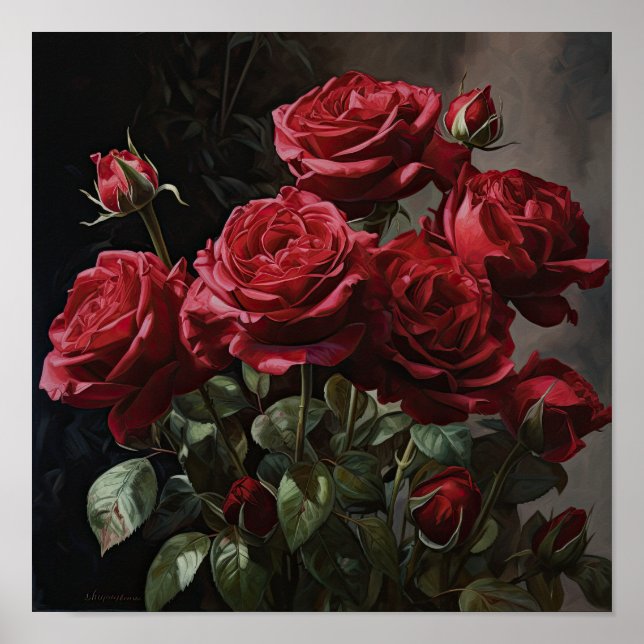 Poster de Arte Flor do Rosa vermelha (Frente)