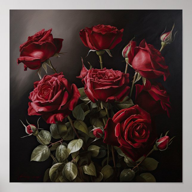 Poster de Arte Flor do Rosa vermelha (Frente)