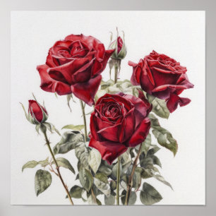 Poster de Arte Flor do Rosa vermelha