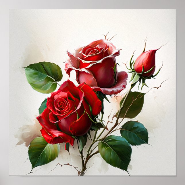 Poster de Arte Flor do Rosa vermelha (Frente)