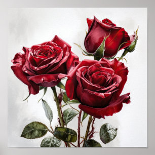 Poster de Arte Flor do Rosa vermelha