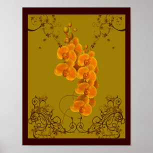 Poster de Arte Floral das Orquídeas ouros