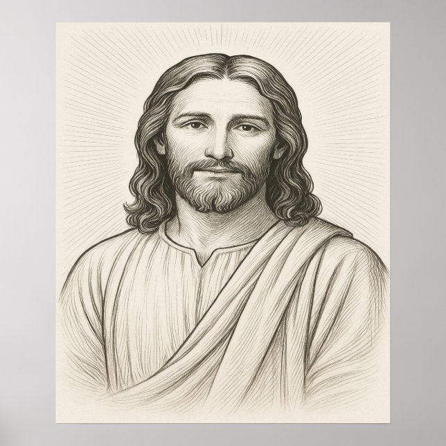 Poster de Arte LDS da Ilustração do Cristo Jesus (Frente)