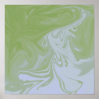 Poster de Arte Líquida Azeitona Verde, Branco