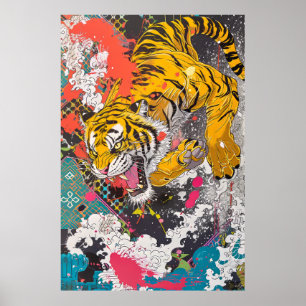 Poster de Arte Majestosa Tigre - Vida Selvagem Det