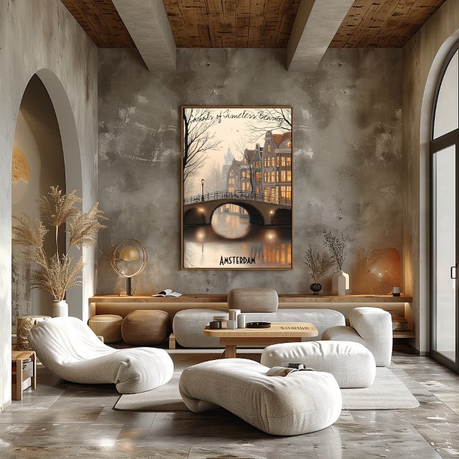 Poster de Arte Mínima de Amesterdã City Skyline (Criador carregado)