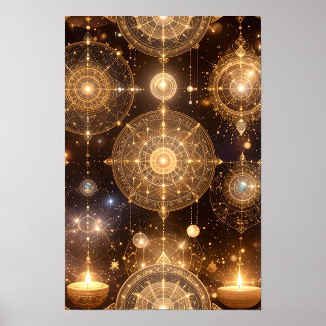 Poster de Arte Mística Celestial ouro (Frente)