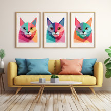 Poster de arte moderna com um Gato Colorido 1