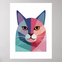Poster de arte moderna com um gato rosa 2