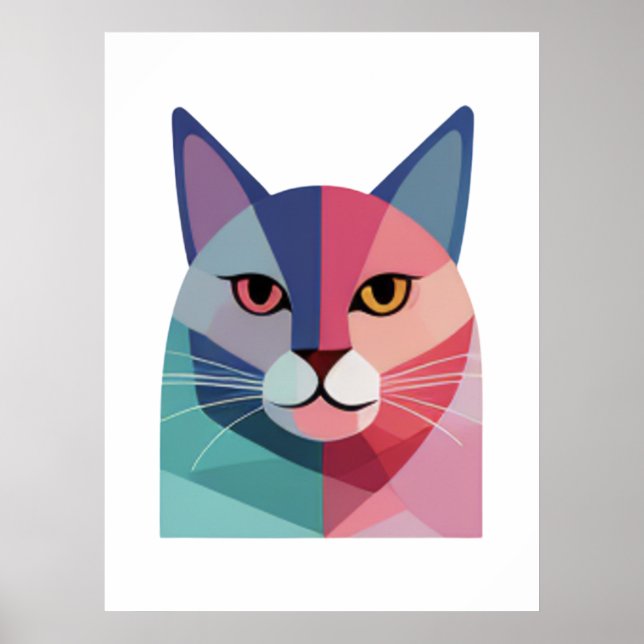 Poster de arte moderna com um gato rosa 2 (Frente)