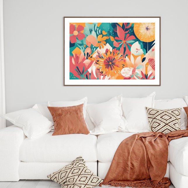 Poster de Arte Moderna da Flor de Verão (Summer Flower Elegant Chic Modern Art Poster)