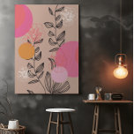 Poster de arte moderna do muro artístico floral<br><div class="desc">Impressão de moderna tendência de arte floral. Flores, círculos, formas de abstrato, cores (bege rosa amarelo) para este poster artístico floral. Acessório de arte deco para casa. Ofereça a mulheres, amigos, esposas, meninas, jovens adultos, professores, para o aniversário, natal, novo lar, escritório. Poster ou impressão floral de arte contemporânea de...</div>