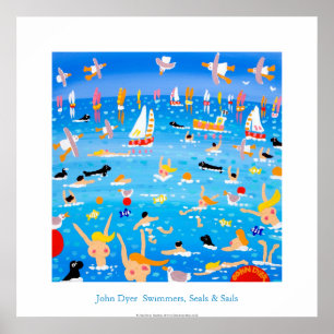 Poster de Arte: Nadadores, Selos e Velas.