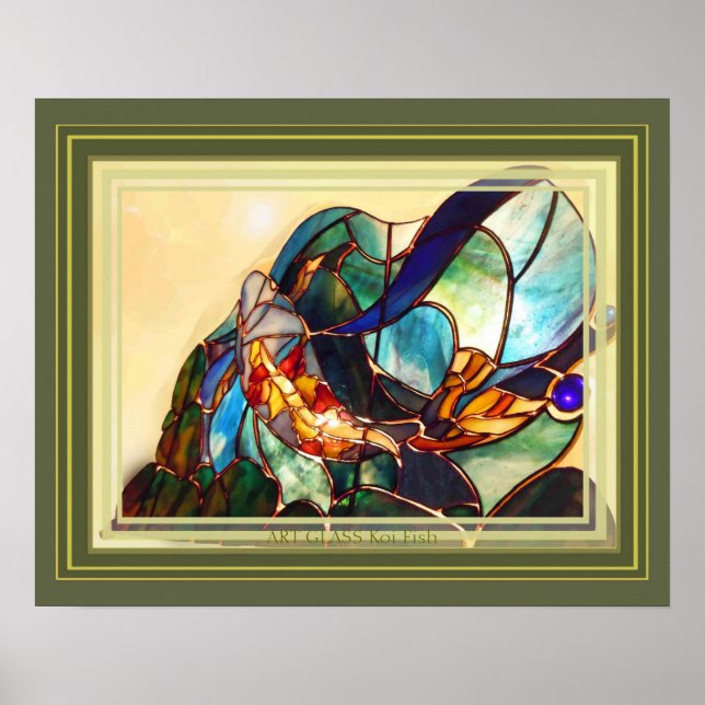 Poster de Arte Natural de Peixes Koi Japoneses Tra (Frente)