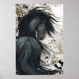 Poster de Arte Negra Maiestosa Horse por Bihrle