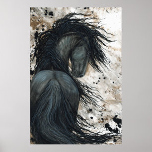 Poster de Arte Negra Maiestosa Horse por Bihrle