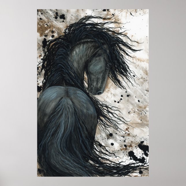 Poster de Arte Negra Maiestosa Horse por Bihrle (Frente)