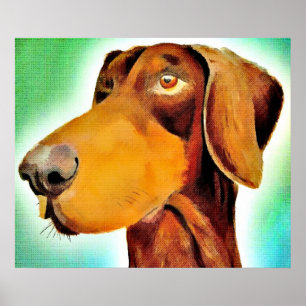 Poster de arte original do doberman vermelho orgul