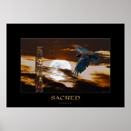 Poster de Arte Polar SACRED Raven, Lua e Totem
