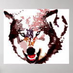 Poster de Arte Pop da cinza - Animais Selvagens<br><div class="desc">Cinza Wolf Portrait & Full Moon - Ossos Azuis Face de Lobo Cinza - Arte Colegial Pop - Animais Selvagens - Mundo de Animais Extremos - Lobos Imagens Informáticas - Estilo Digital de BD Arte Animal</div>
