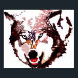 Poster de Arte Pop da cinza - Animais Selvagens<br><div class="desc">Cinza Wolf Portrait & Full Moon - Ossos Azuis Face de Lobo Cinza - Arte Colegial Pop - Animais Selvagens - Mundo de Animais Extremos - Lobos Imagens Informáticas - Estilo Digital de BD Arte Animal</div>