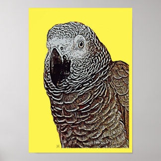 Poster de Arte Pop de Cinza de Africana (Amarelo)