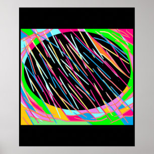 Poster de arte preto com cores piscantes