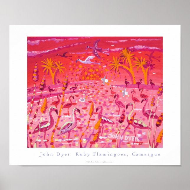 Poster de Arte: Ruby Flamingoes, Camargue, França (Frente)