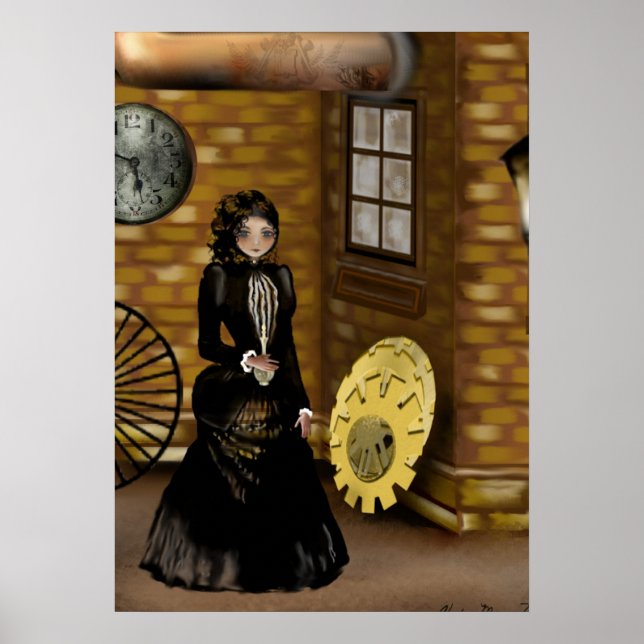Poster de Arte Steampunk Procurando pela Rua Baker (Frente)