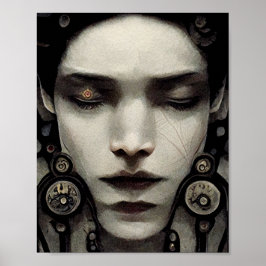 Poster de Arte Surreal Rosto Estranho