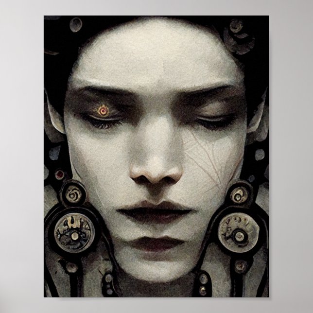 Poster de Arte Surreal Rosto Estranho (Frente)