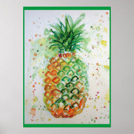 Poster de Arte Tropical de Fruta de ananás