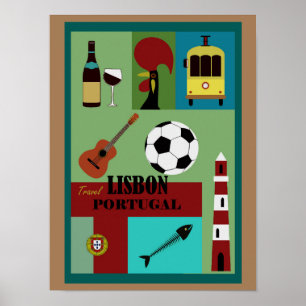 Poster de Arte Viagens vintage de Lisboa Portugal