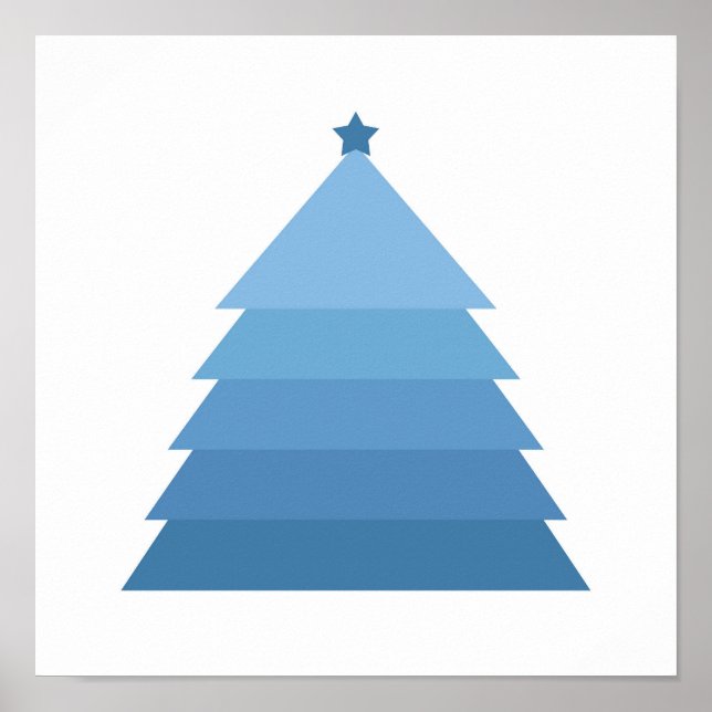 Poster de árvore de Natal azul minimalista (Frente)
