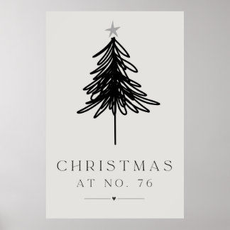 Poster de árvore de natal branca e negra