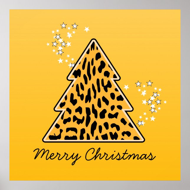 Poster de Árvore de Natal Lepard Cheetah (Frente)