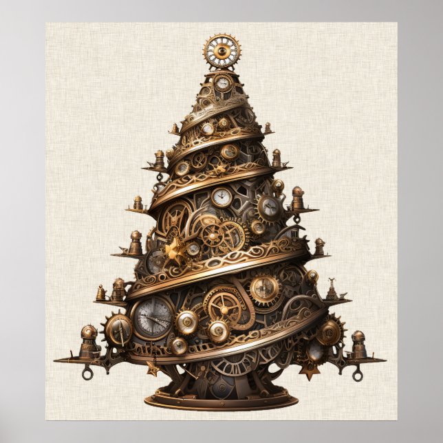 Poster de Árvore de Natal Steampunk (Frente)