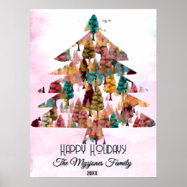 Poster de árvores de cores retrorminimalistas pers