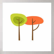 Poster de Árvores Laranja Verdes Retrovisores
