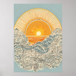 Poster de ascensão de Parede da Ilustração Sun da
